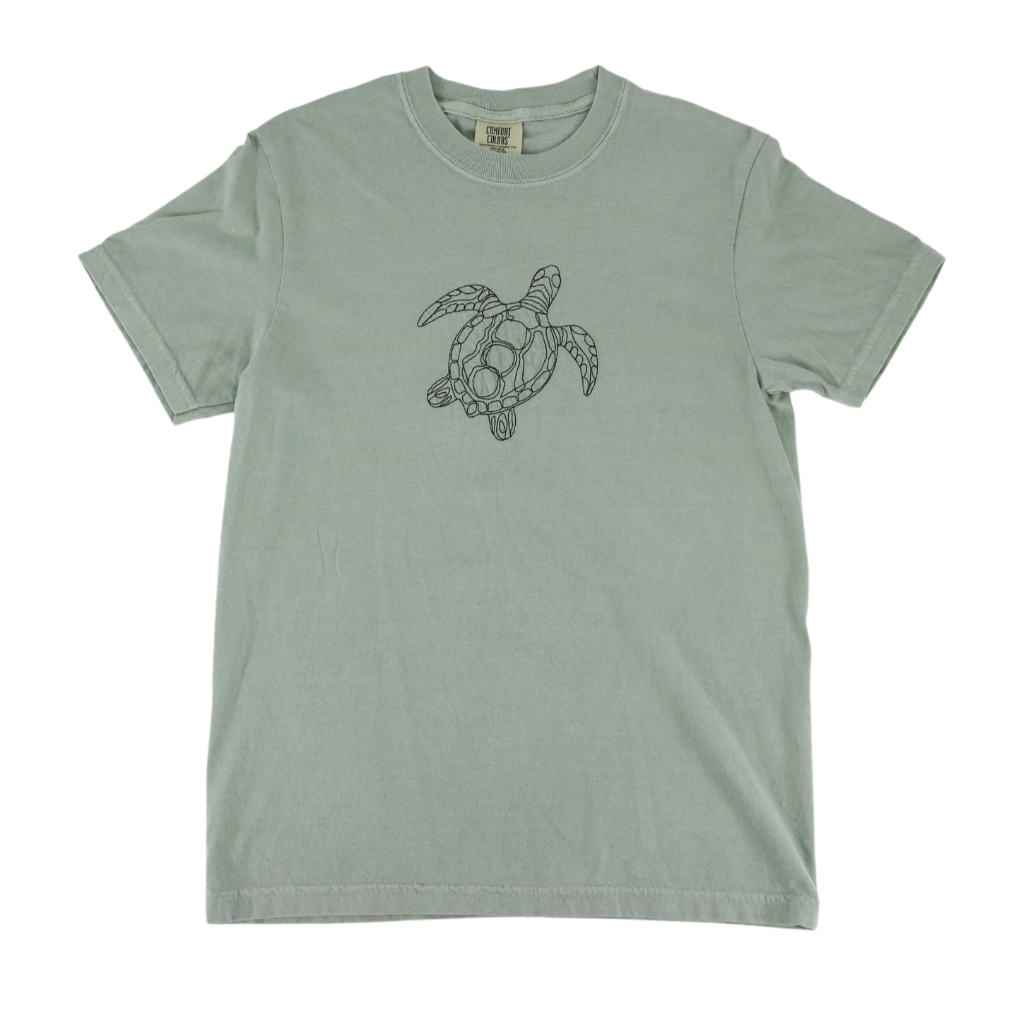 Sea Turtle Line Art Embroidered Tee