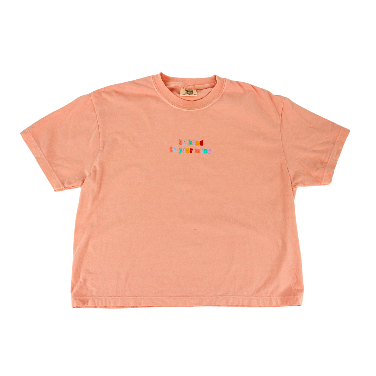 Peachy Be Kind To Your Mind Embroidered Boxy Tee