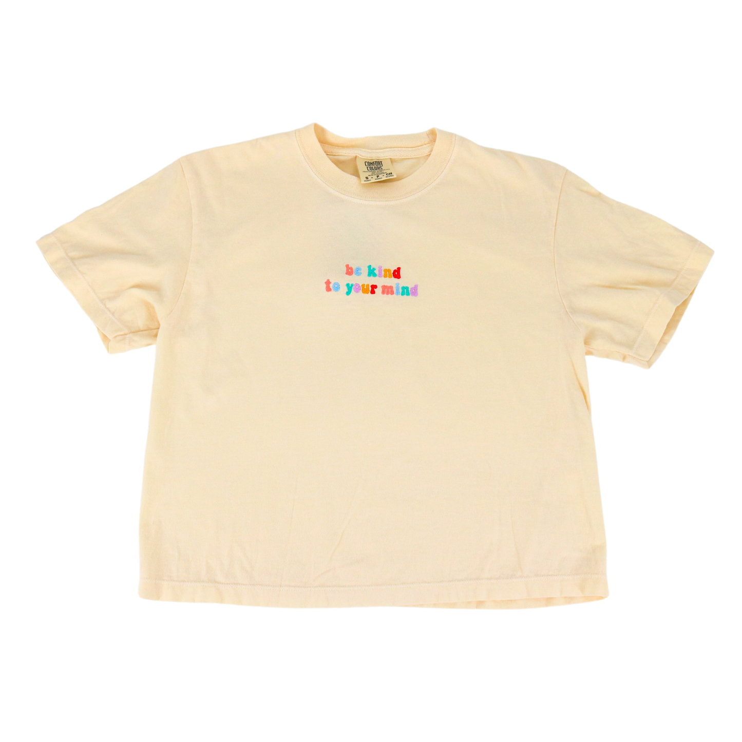 Ivory Be Kind To Your Mind Embroidered Boxy Tee