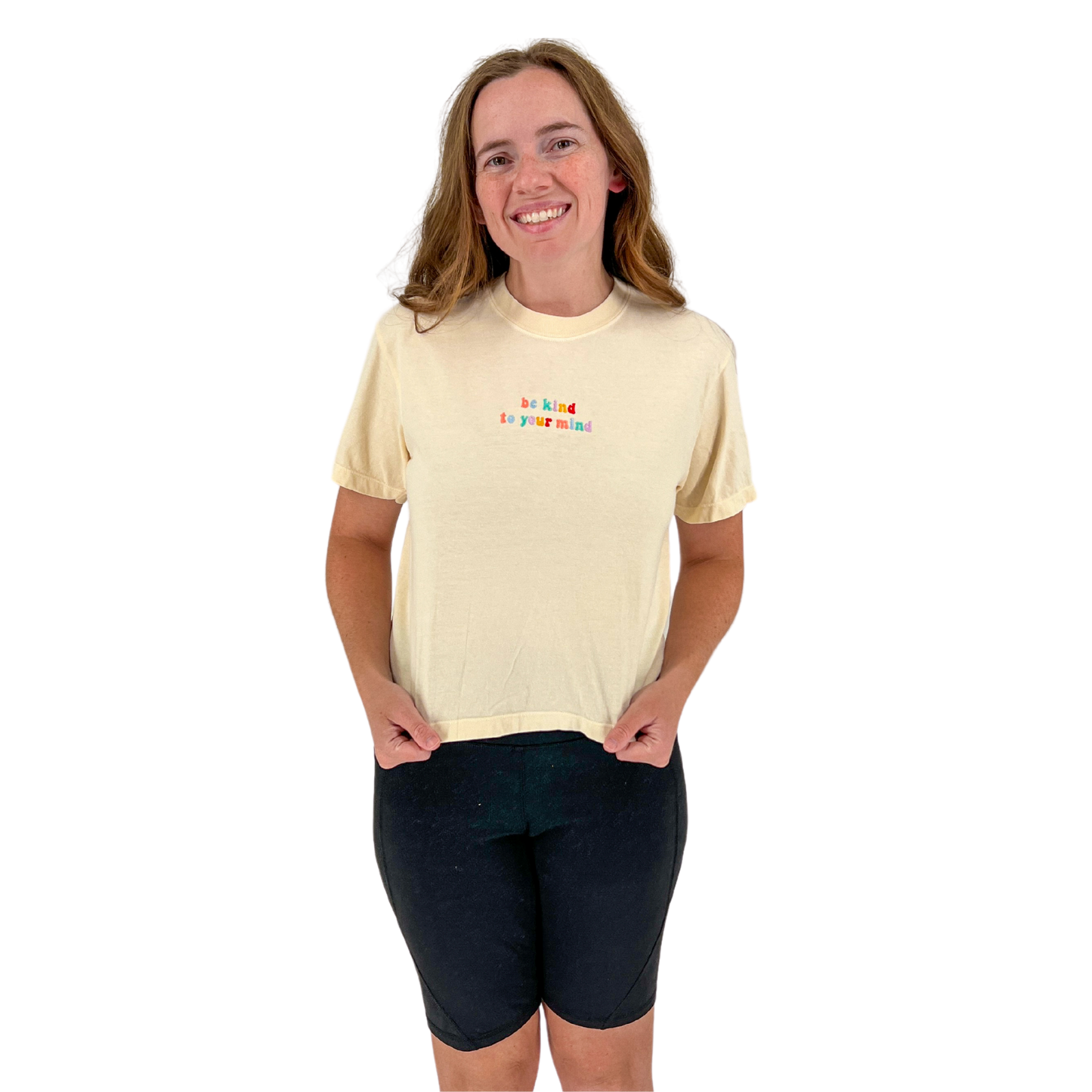 Ivory Be Kind To Your Mind Embroidered Boxy Tee