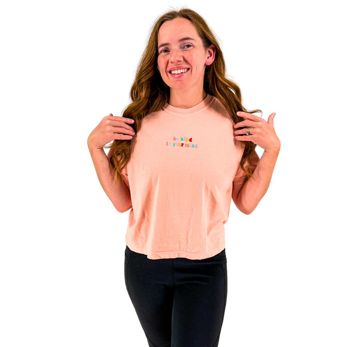 Peachy Be Kind To Your Mind Embroidered Boxy Tee