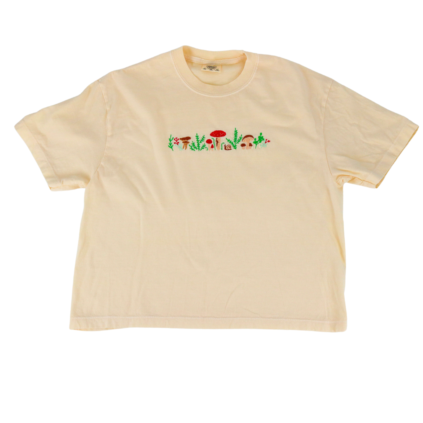 Mushroom Forest Ivory Embroidered Boxy Tee