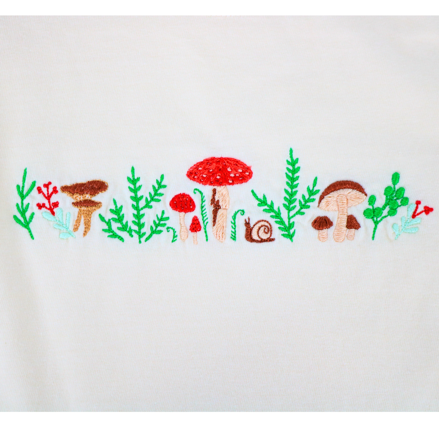 Mushroom Forest Ivory Embroidered Boxy Tee